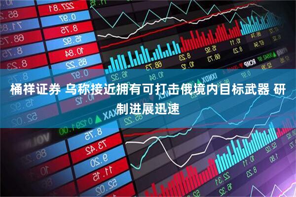桶祥证券 乌称接近拥有可打击俄境内目标武器 研制进展迅速
